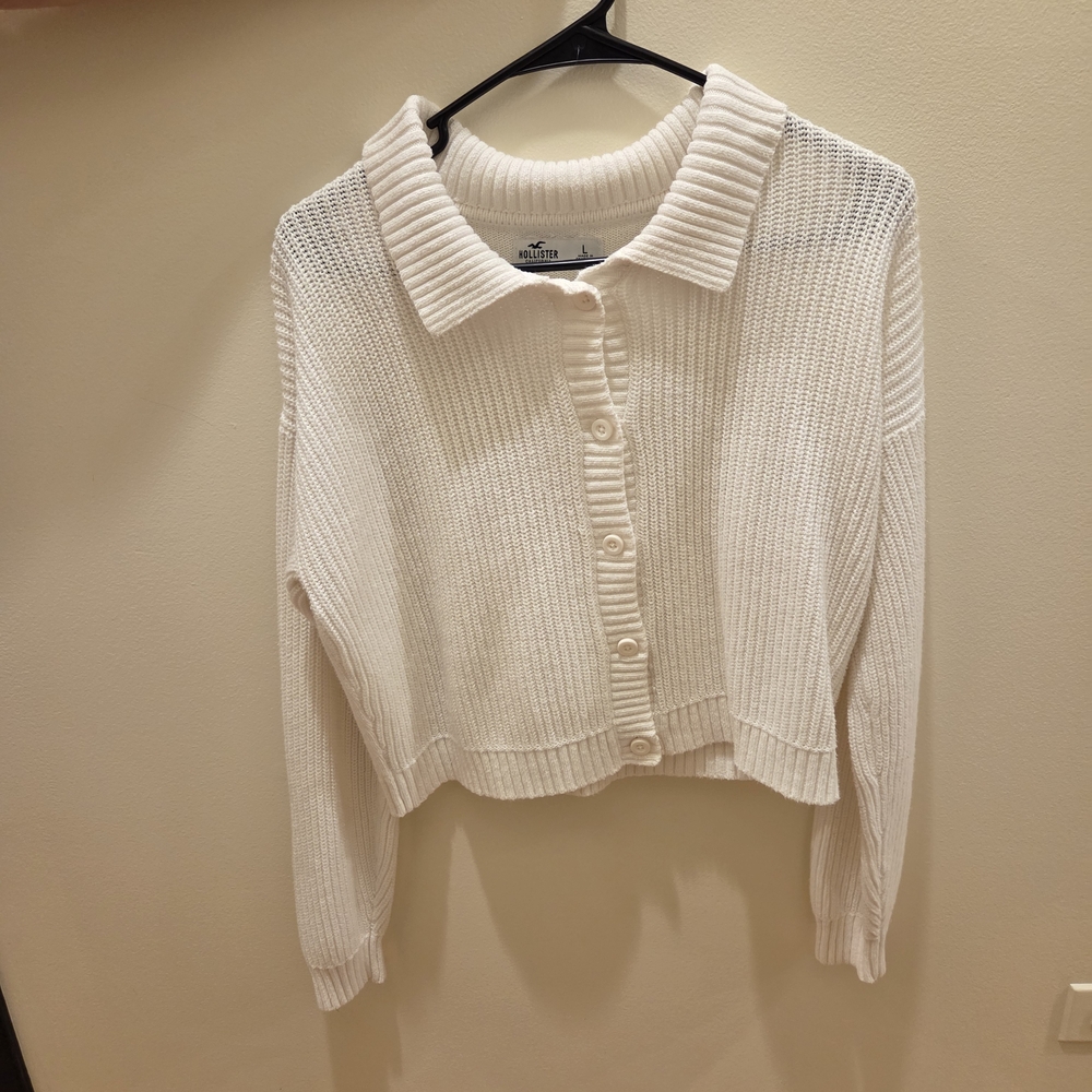 Hollister Cream Button-Up Cardigan